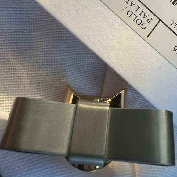 J.W. Anderson Sz 6.25 Metallic Silver Tone Bow on Gold Palladium Fashion Ring - Picture 8 of 9